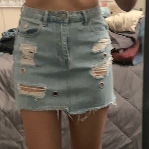 denim distressed skirt